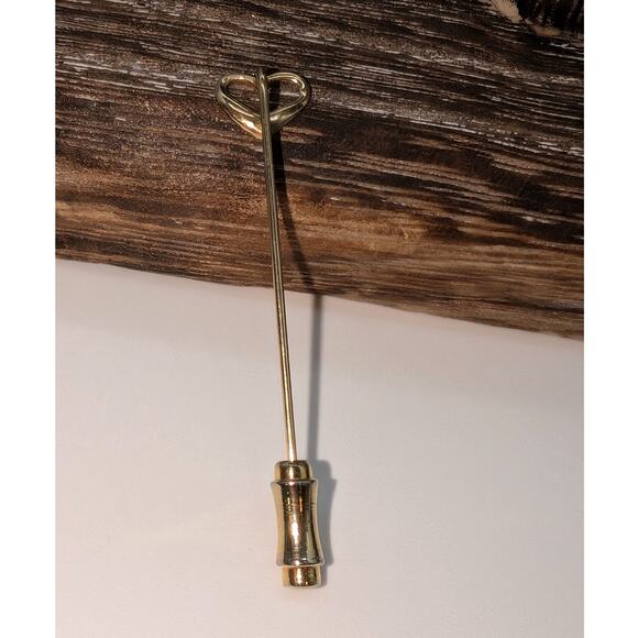 Marked 14K Gold Open Heart Stick Pin 1.2g - Picture 5 of 6